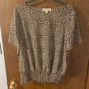 MK Leopard Print Short Sleeve Blouse